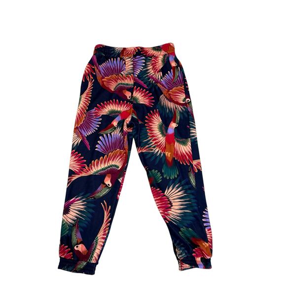Farm Rio Toucan Fleece Lined Jogger Women's Large Multicolored Burgundy NEW - Picture 4 of 9